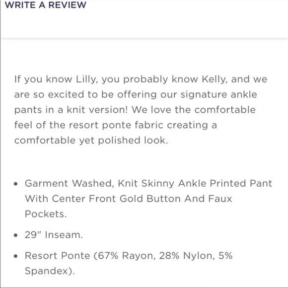 Lilly Pulitzer NWT Kelly Ankle Skinny Pants Happy as a Clam pattern size 12 - Picture 10 of 11